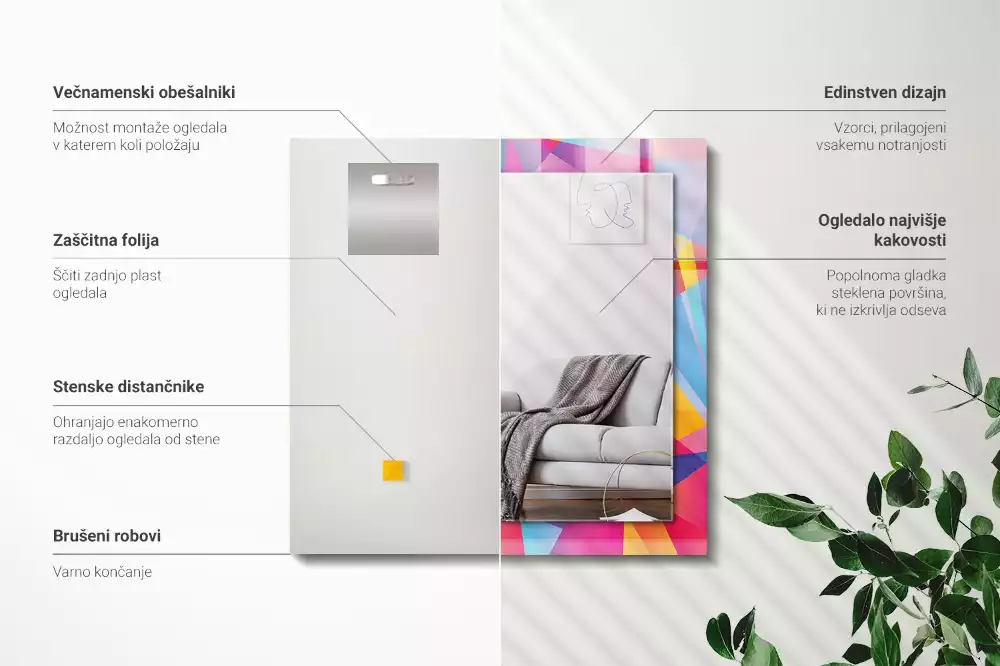 Espelho decorativo Padrões geométricos coloridos