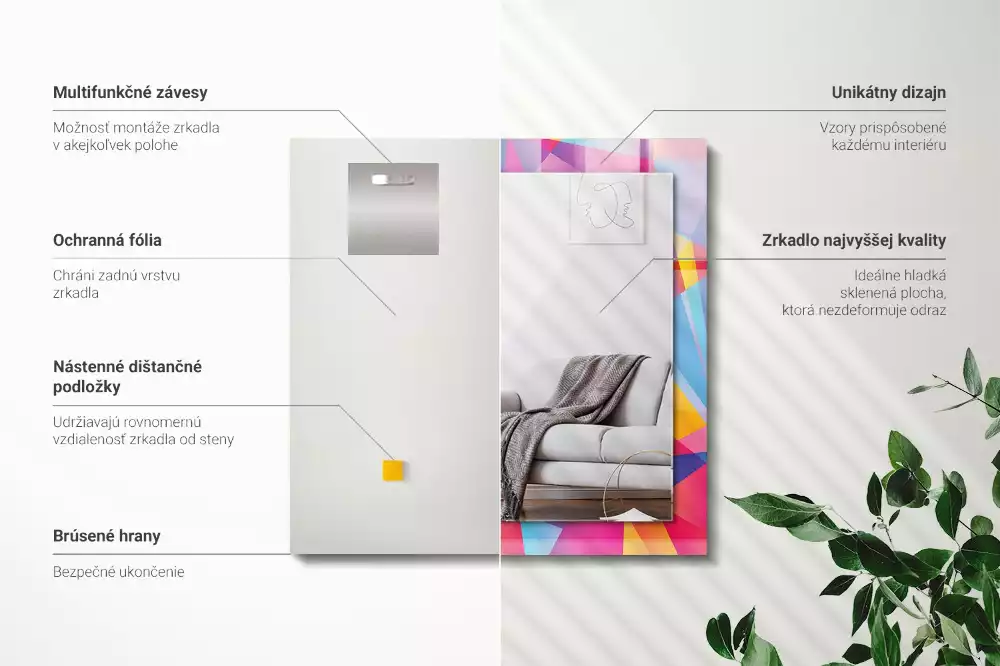 Espelho decorativo Padrões geométricos coloridos