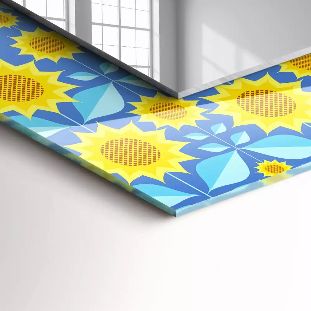 Espelho com moldura decorada Padrão de folhas de girassóis