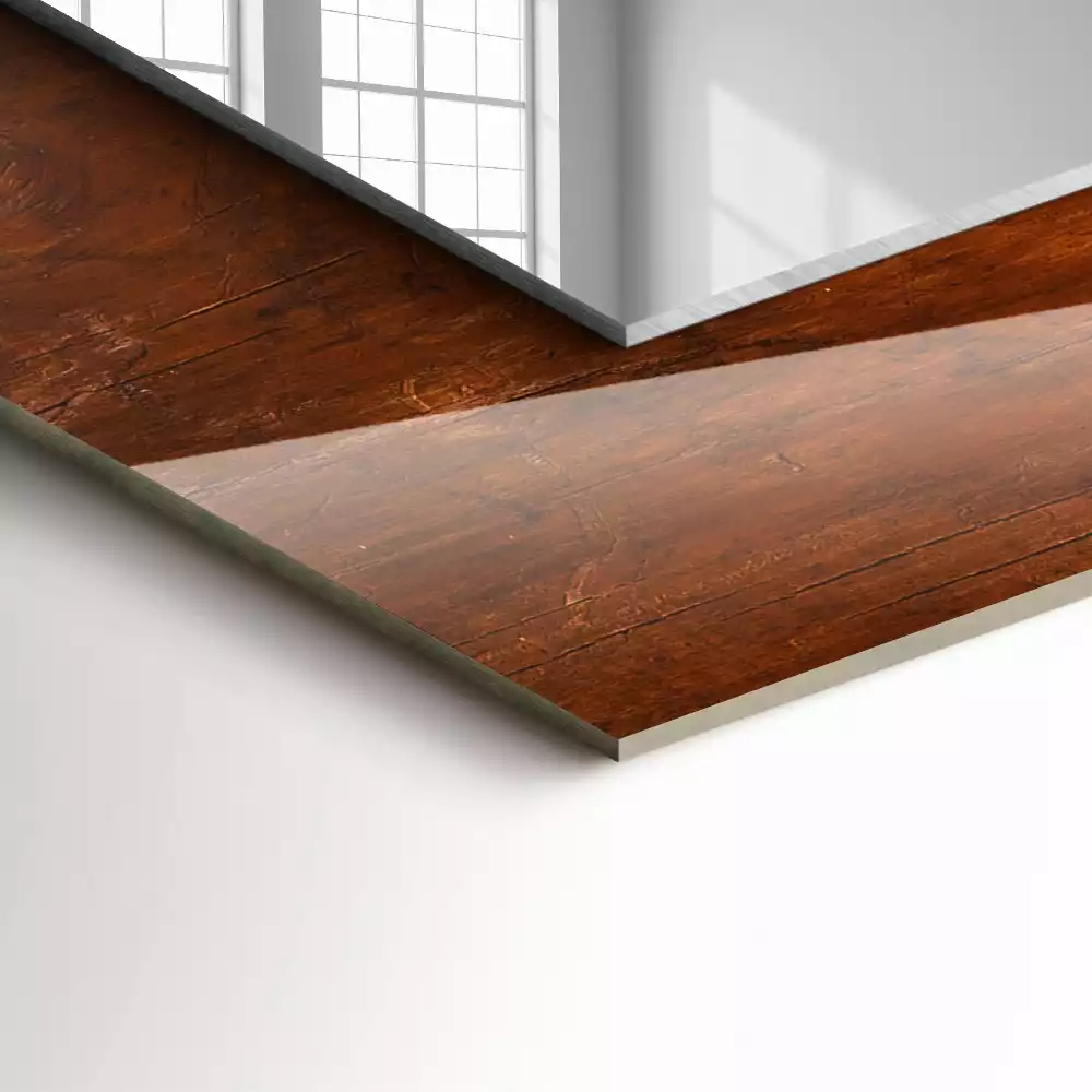 Espelho decorado Mesa de madeira velha