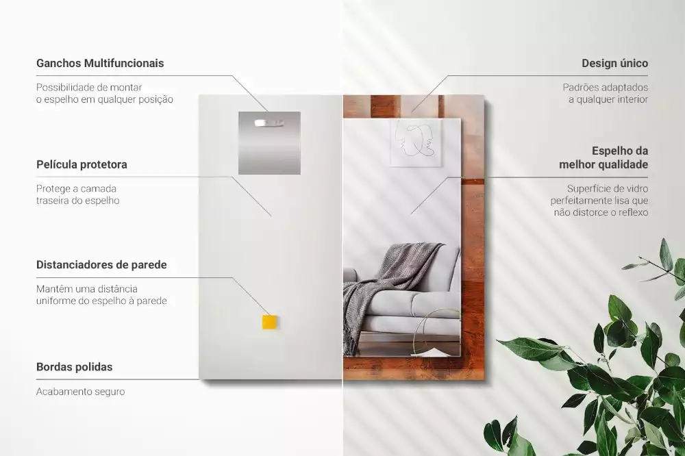 Espelho decorado Mesa de madeira velha