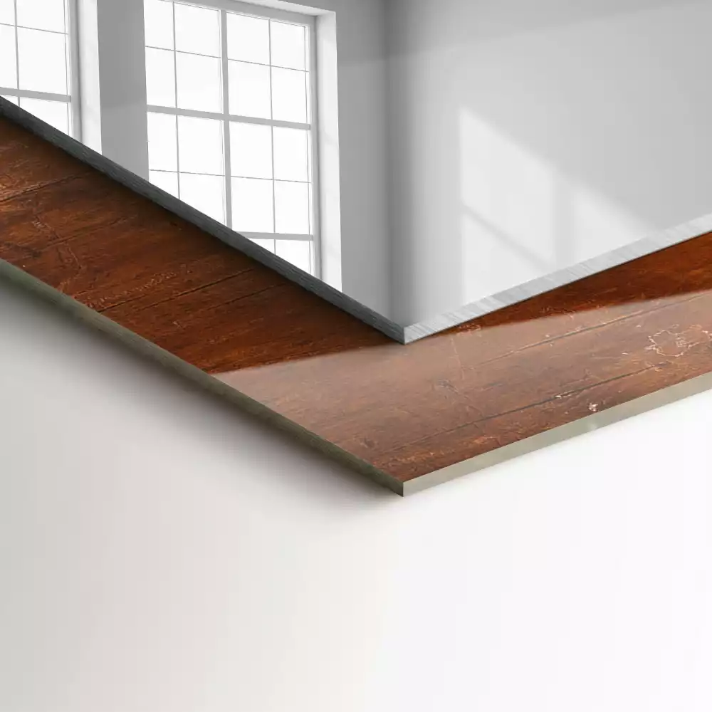 Espelho decorado Mesa de madeira velha