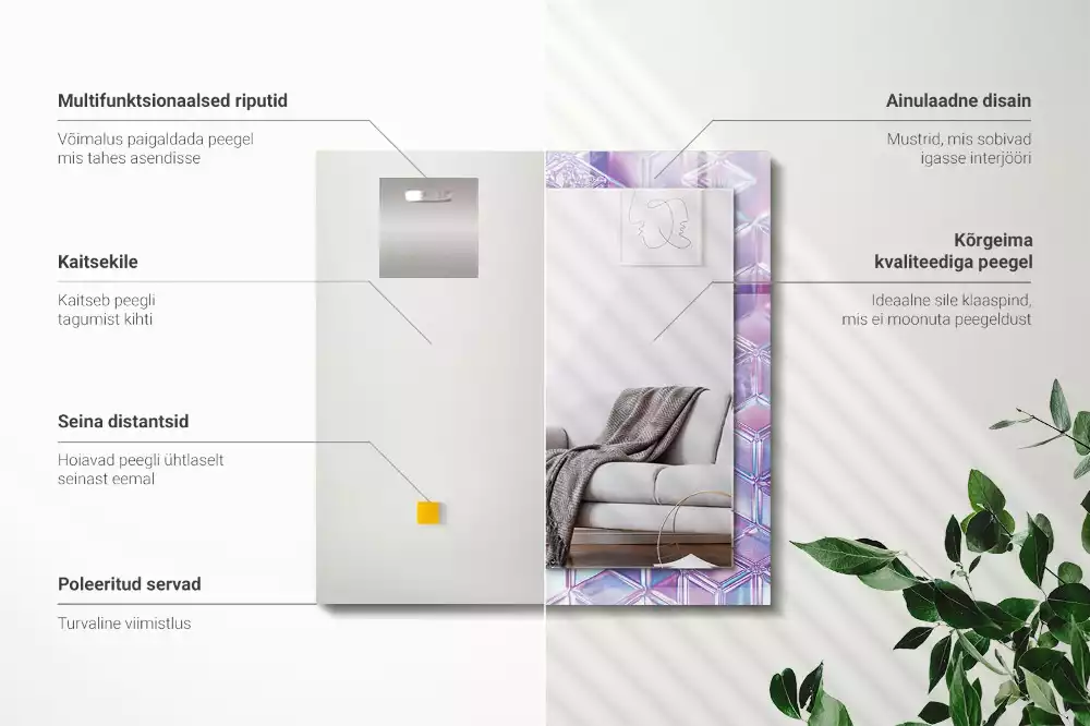 Espelho decorativo Cubos coloridos transparentes