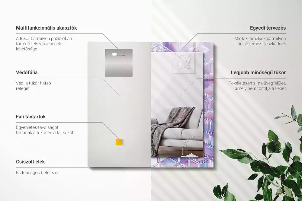 Espelho decorativo Cubos coloridos transparentes