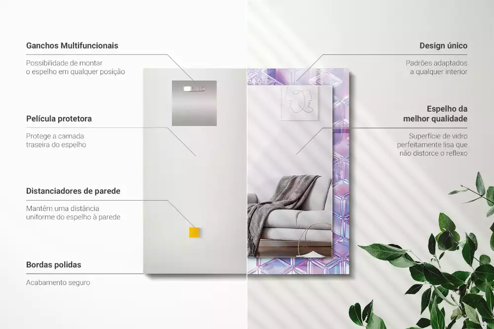 Espelho decorativo Cubos coloridos transparentes