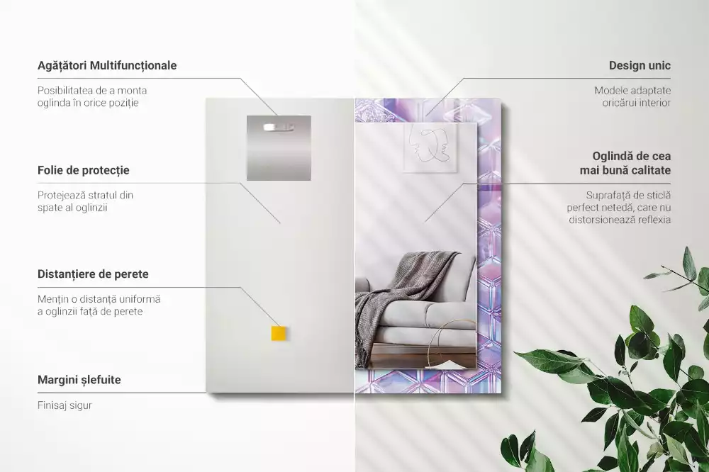 Espelho decorativo Cubos coloridos transparentes