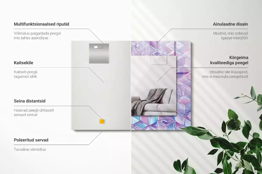 Espelho decorativo Cubos coloridos transparentes