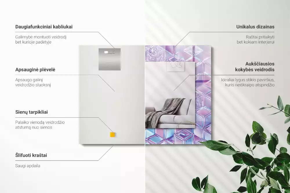 Espelho decorativo Cubos coloridos transparentes