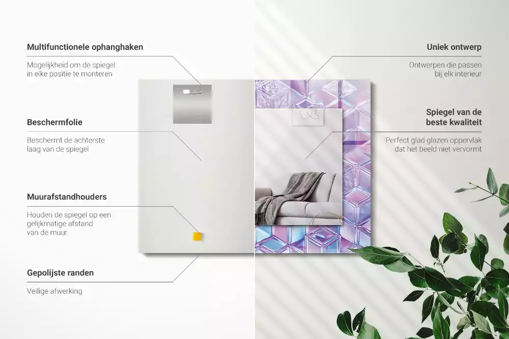 Espelho decorativo Cubos coloridos transparentes