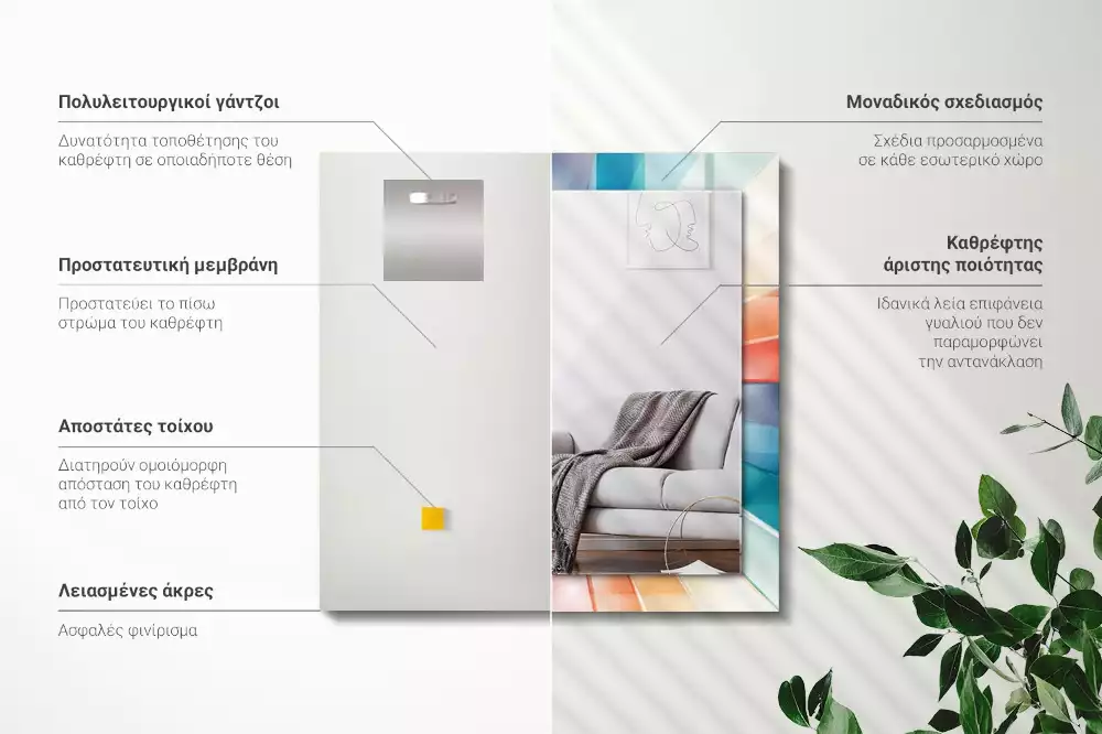 Espelho com moldura decorada Raios de luz coloridos