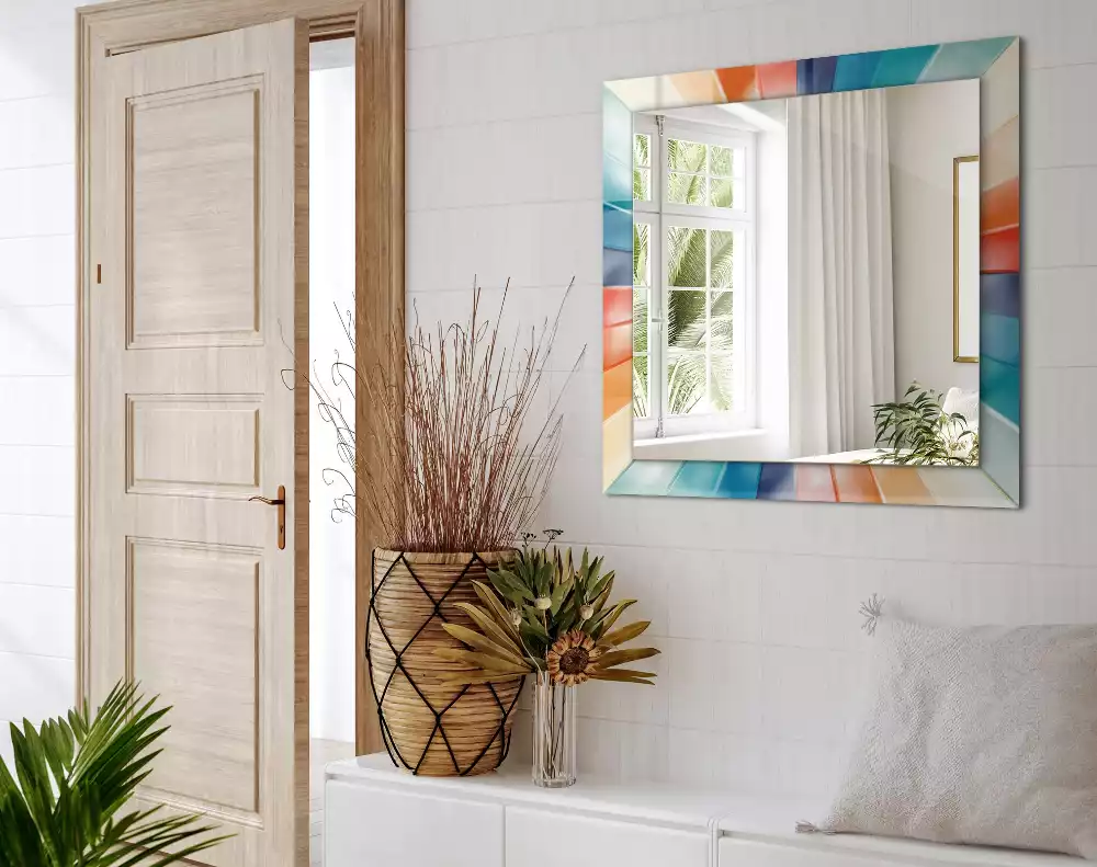Espelho com moldura decorada Raios de luz coloridos