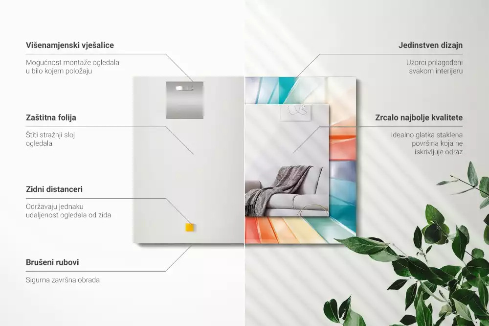 Espelho com moldura decorada Raios de luz coloridos