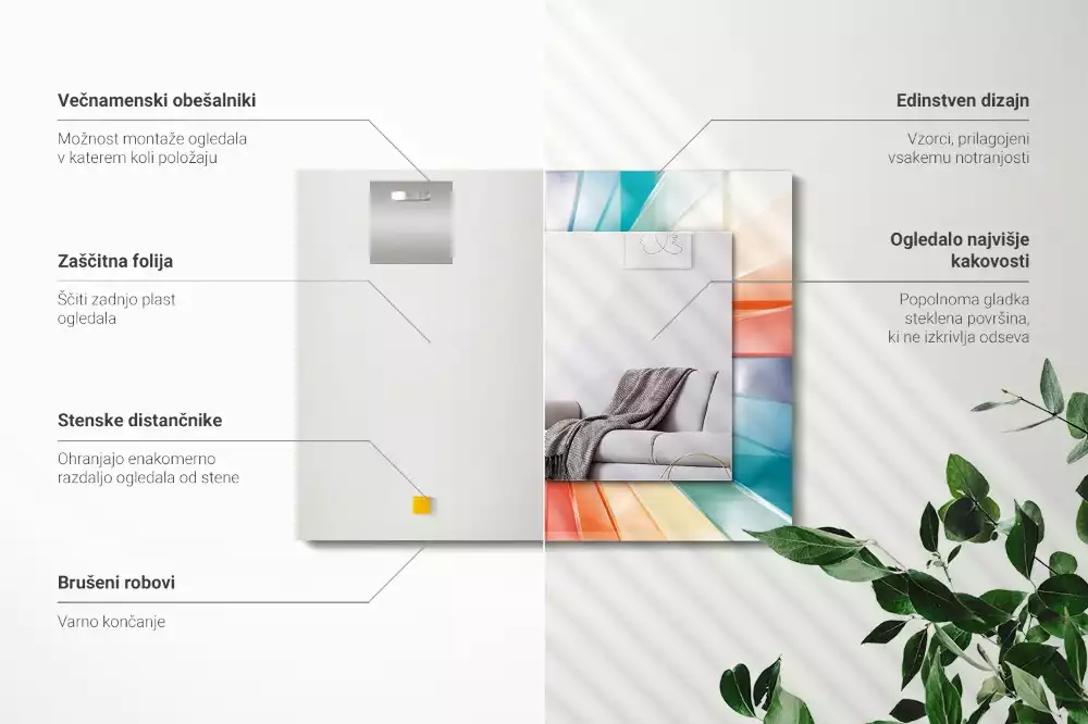 Espelho com moldura decorada Raios de luz coloridos