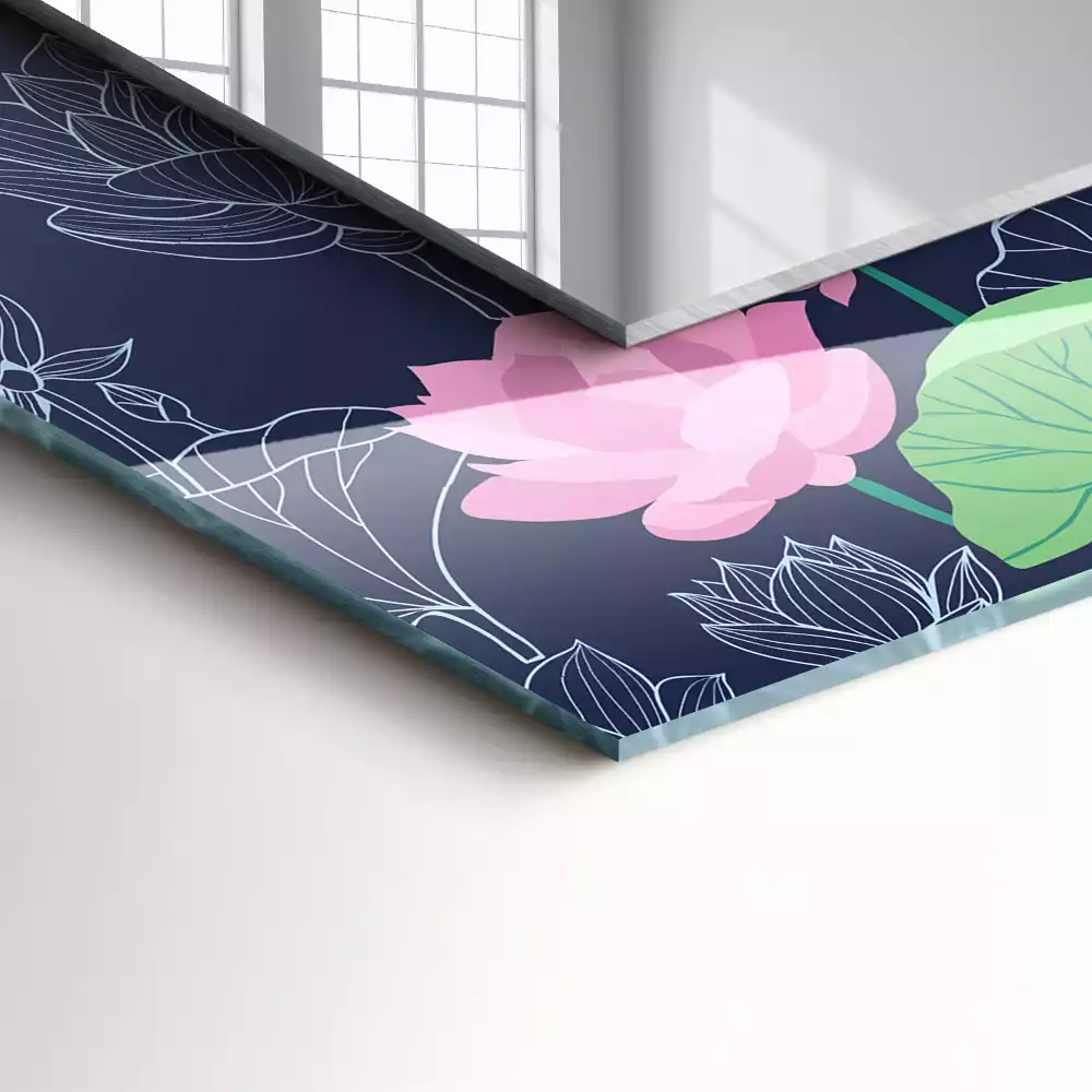 Espelho decorado Flores de lótus rosa