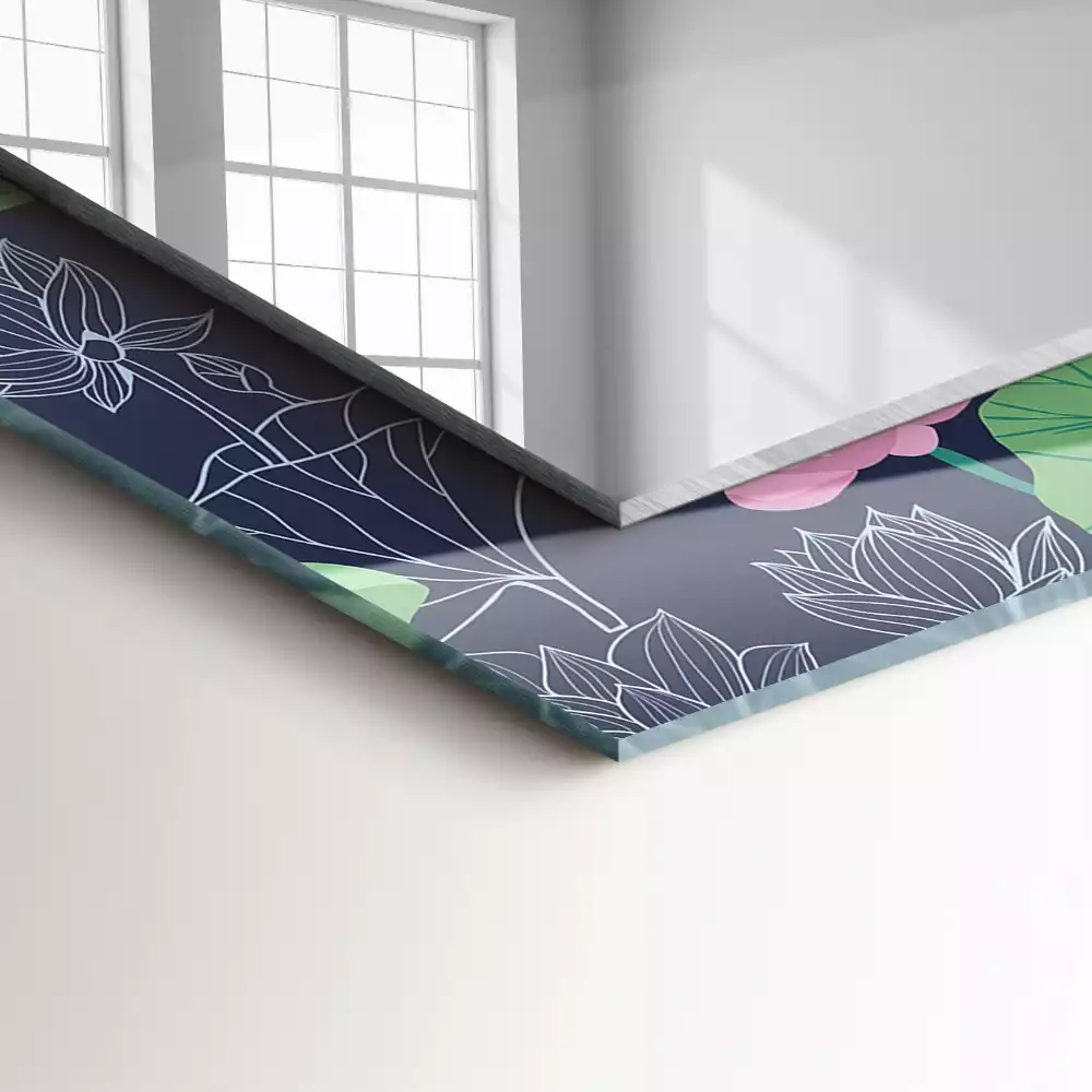 Espelho decorado Flores de lótus rosa