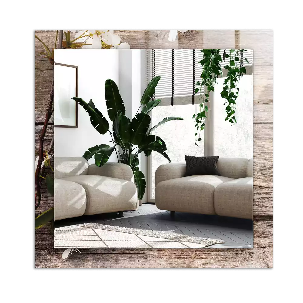 Espelho decorado Flores em madeira