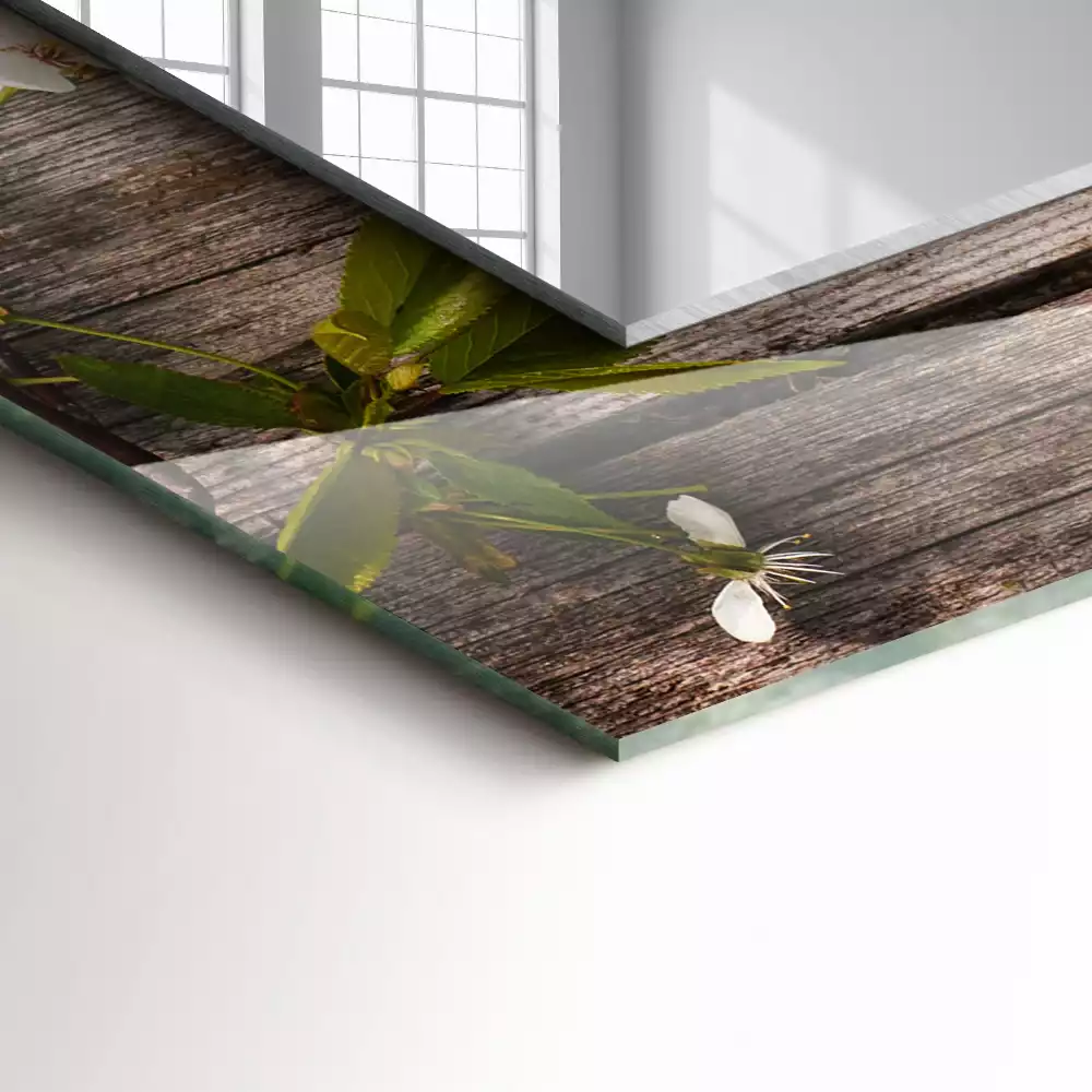 Espelho decorado Flores em madeira