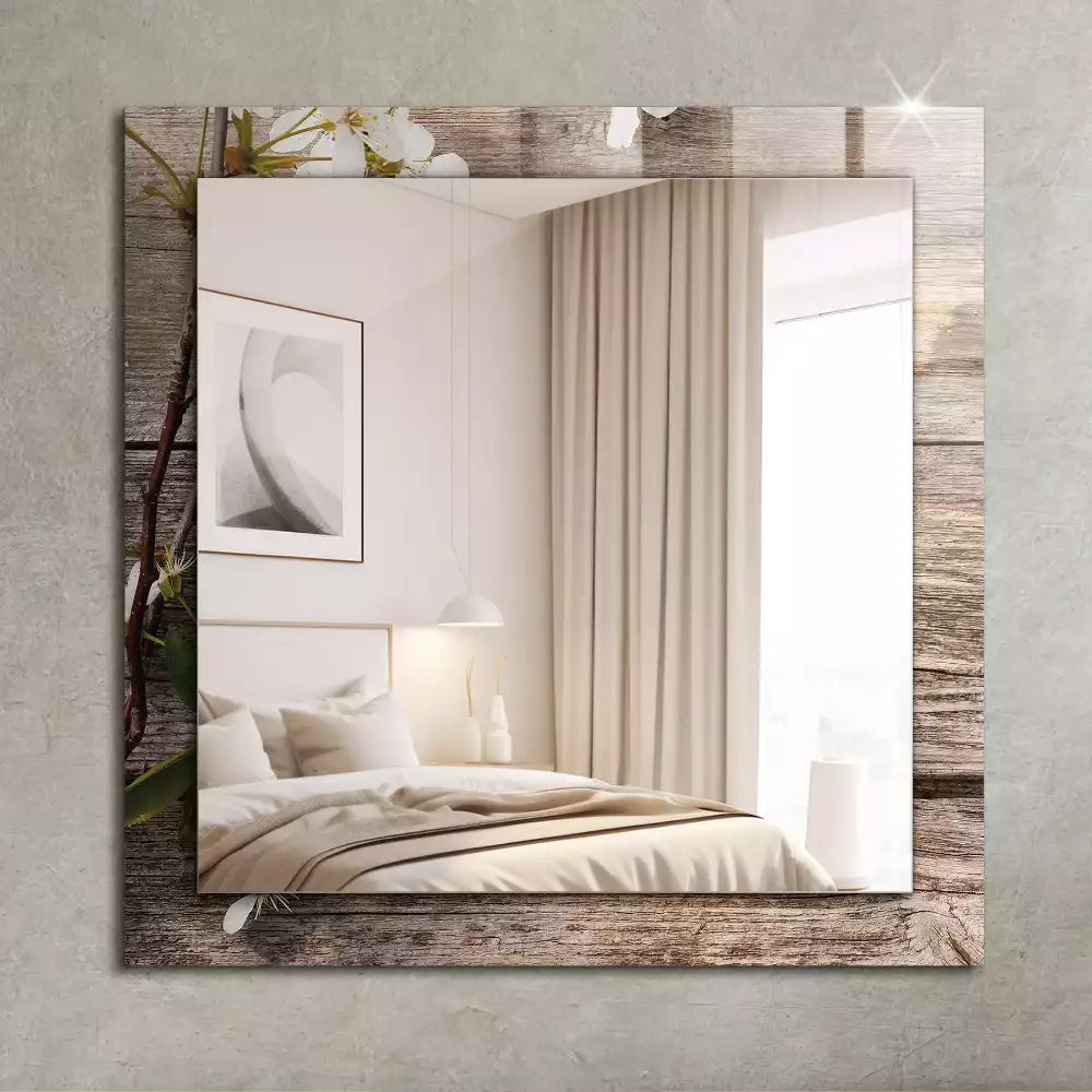 Espelho decorado Flores em madeira