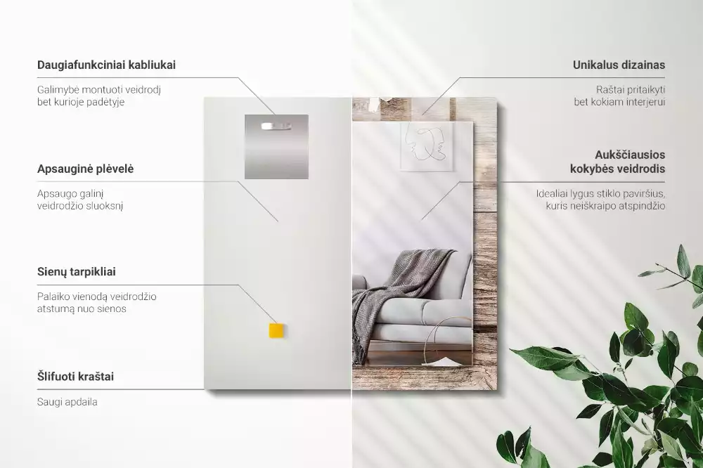 Espelho decorado Flores em madeira