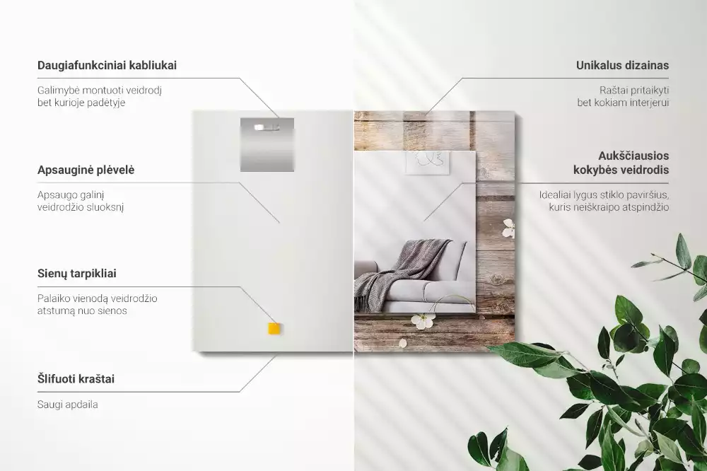 Espelho decorado Flores em madeira