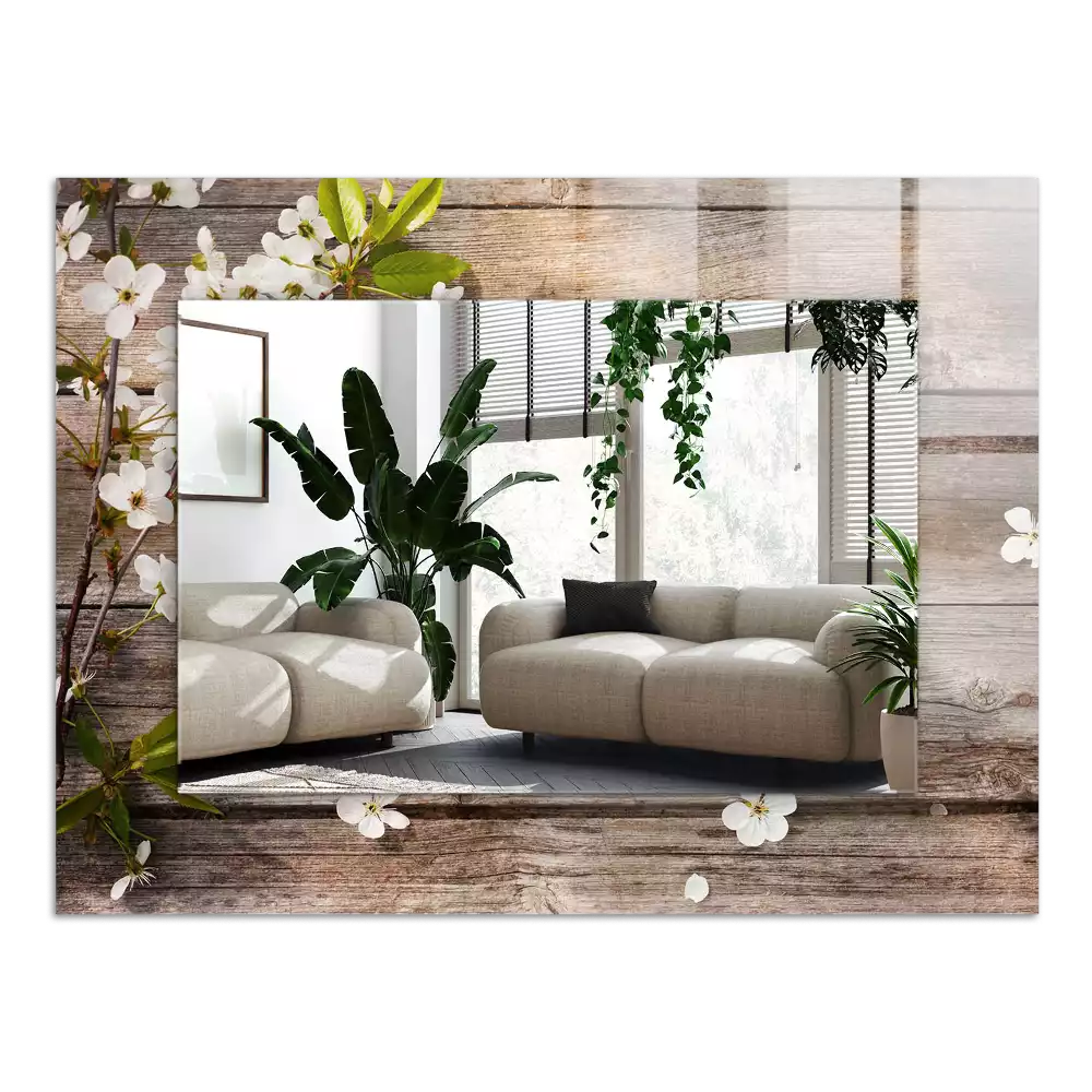 Espelho decorado Flores em madeira