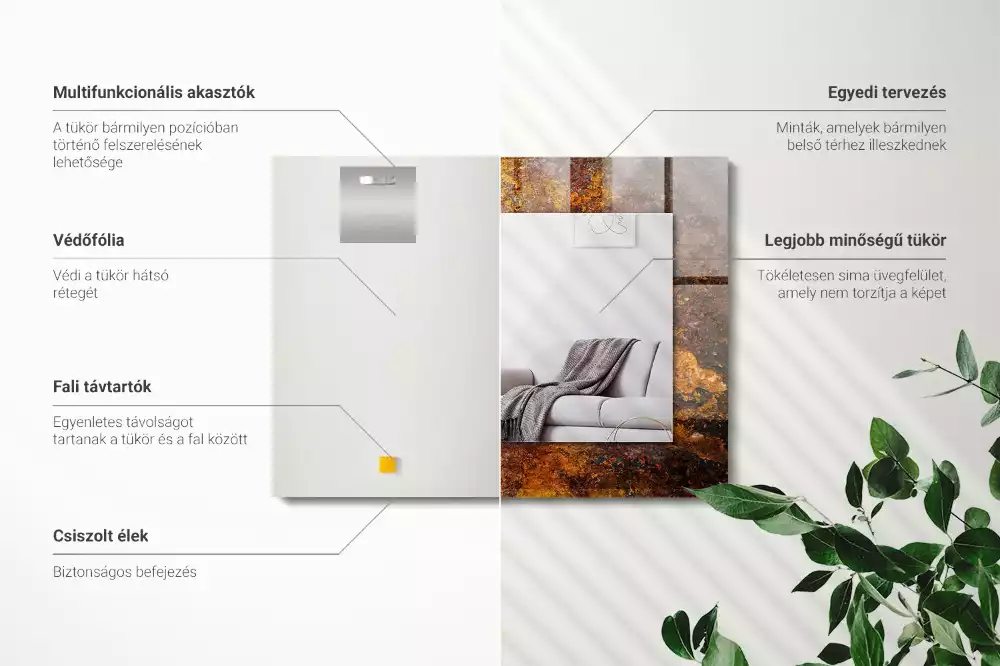 Espelho com moldura decorada Superfície de metal enferrujada