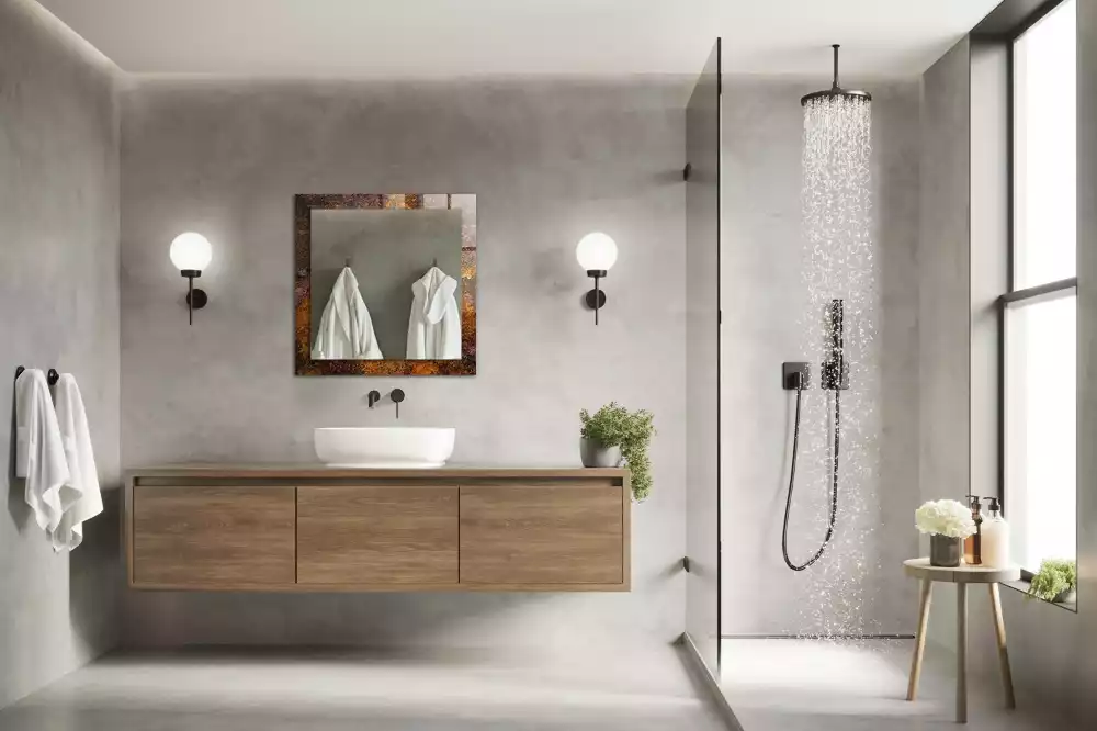 Espelho com moldura decorada Superfície de metal enferrujada