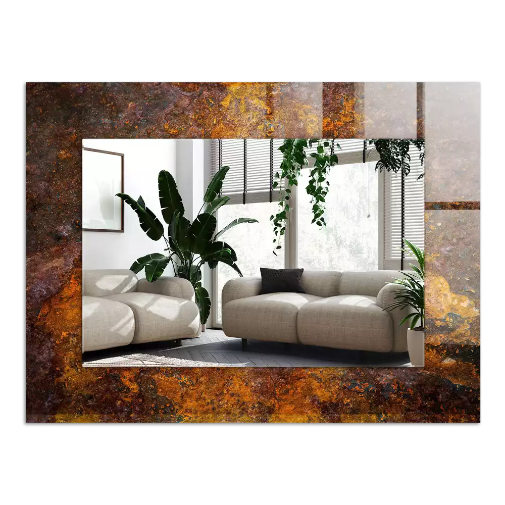 Espelho com moldura decorada Superfície de metal enferrujada
