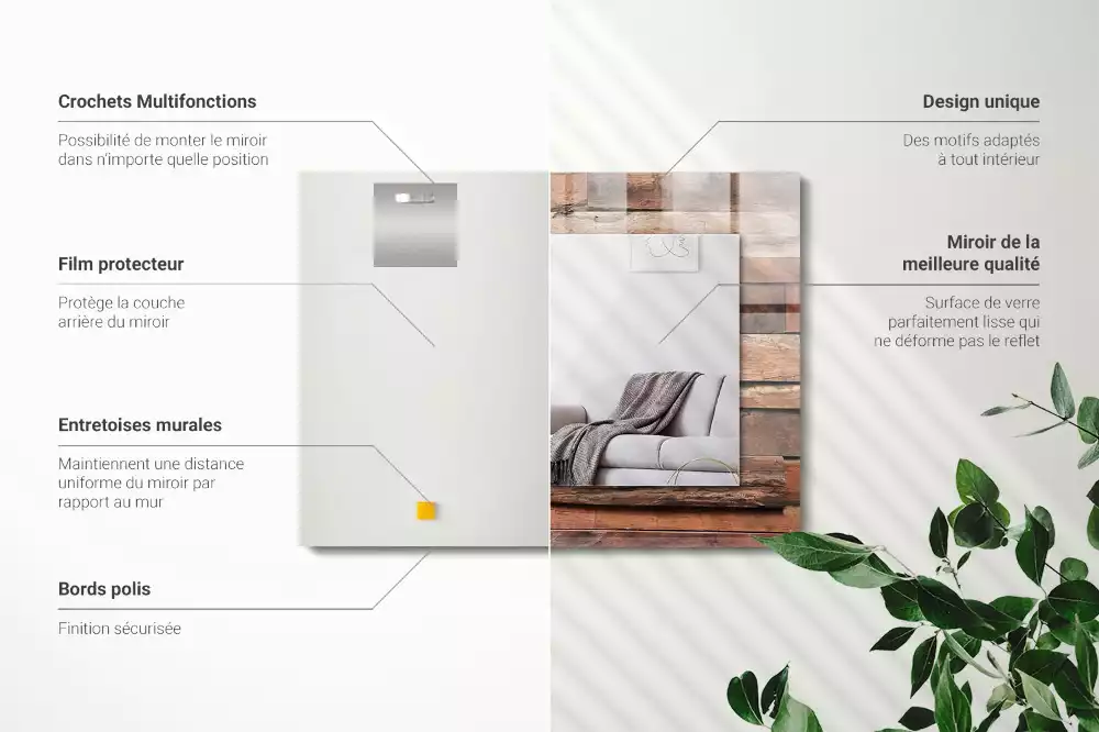 Espelho decorativo Parede de painéis de madeira