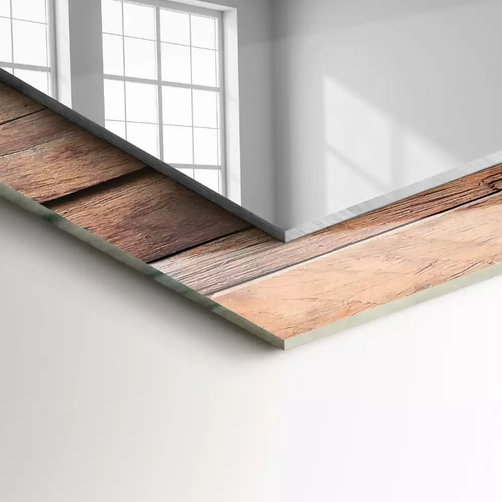 Espelho decorativo Parede de painéis de madeira