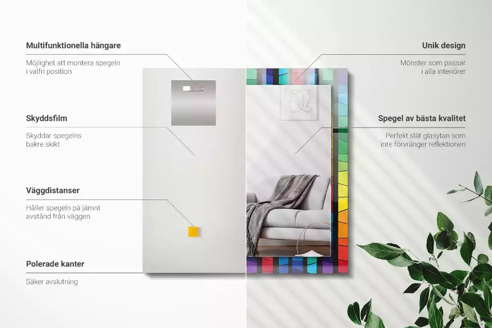 Espelho decorativo Listras coloridas de vitrais