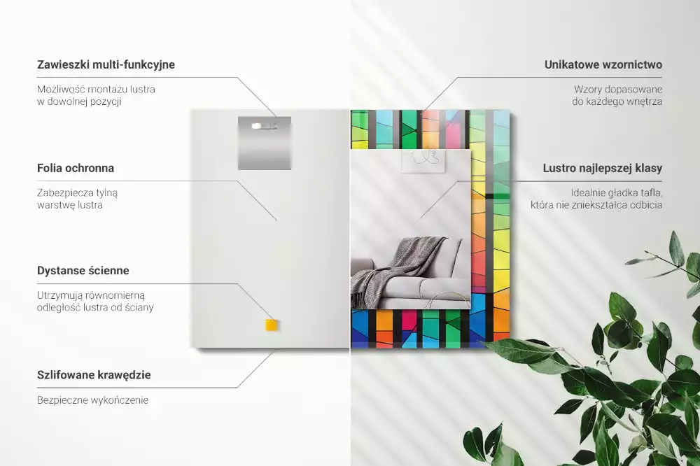 Espelho decorativo Listras coloridas de vitrais