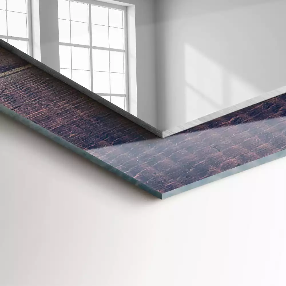 Espelho com moldura decorada Tulipas cor de rosa de madeira