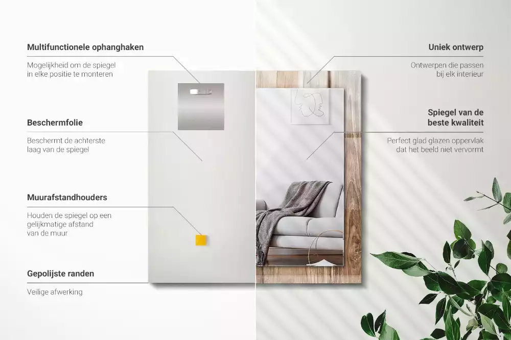 Espelho decorado Tábuas de piso de madeira