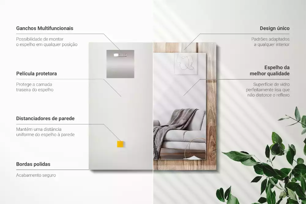 Espelho decorado Tábuas de piso de madeira