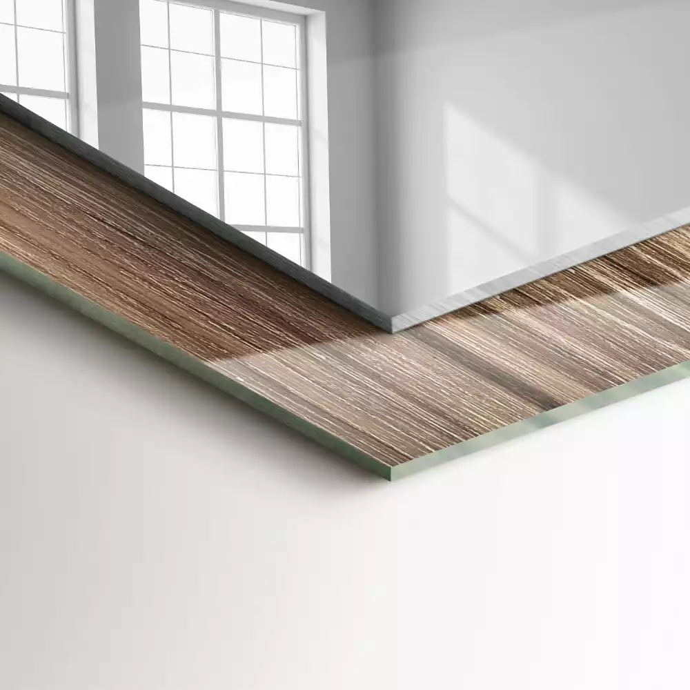 Espelho decorado Tábuas de piso de madeira