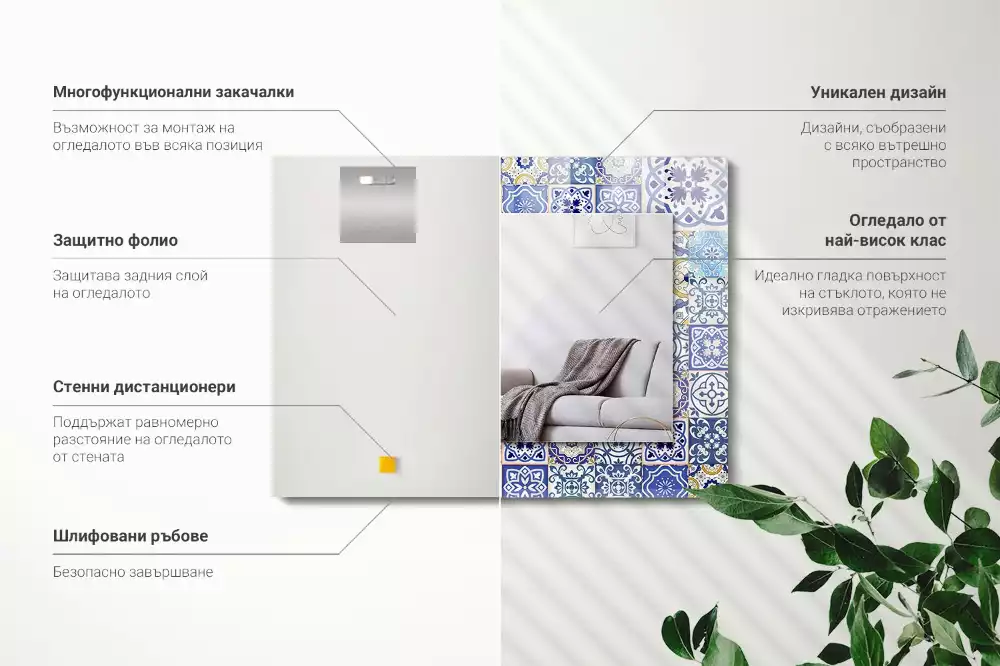 Espelho decorativo Azulejos de mosaico coloridos