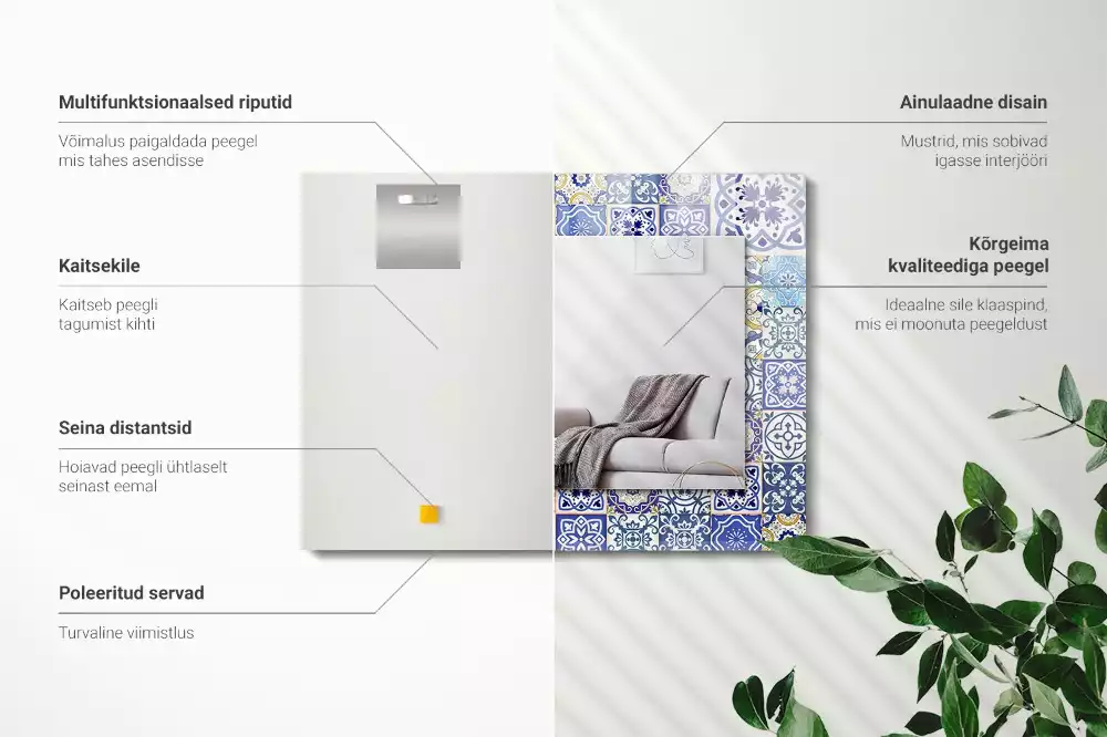 Espelho decorativo Azulejos de mosaico coloridos