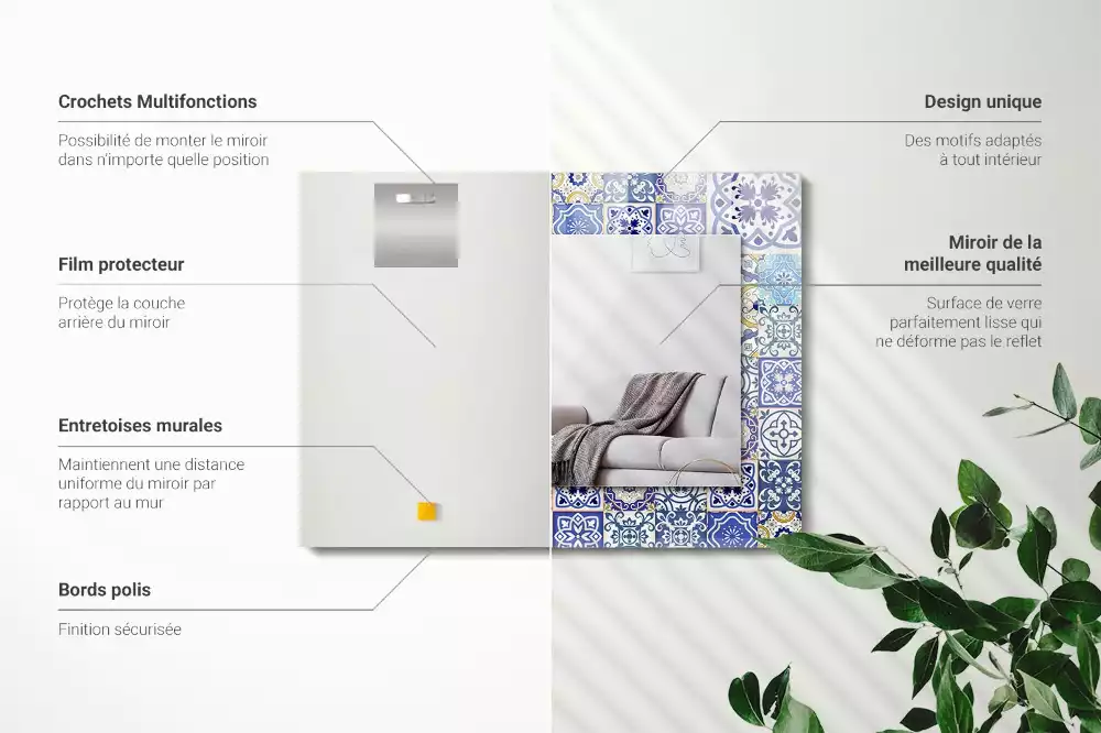 Espelho decorativo Azulejos de mosaico coloridos