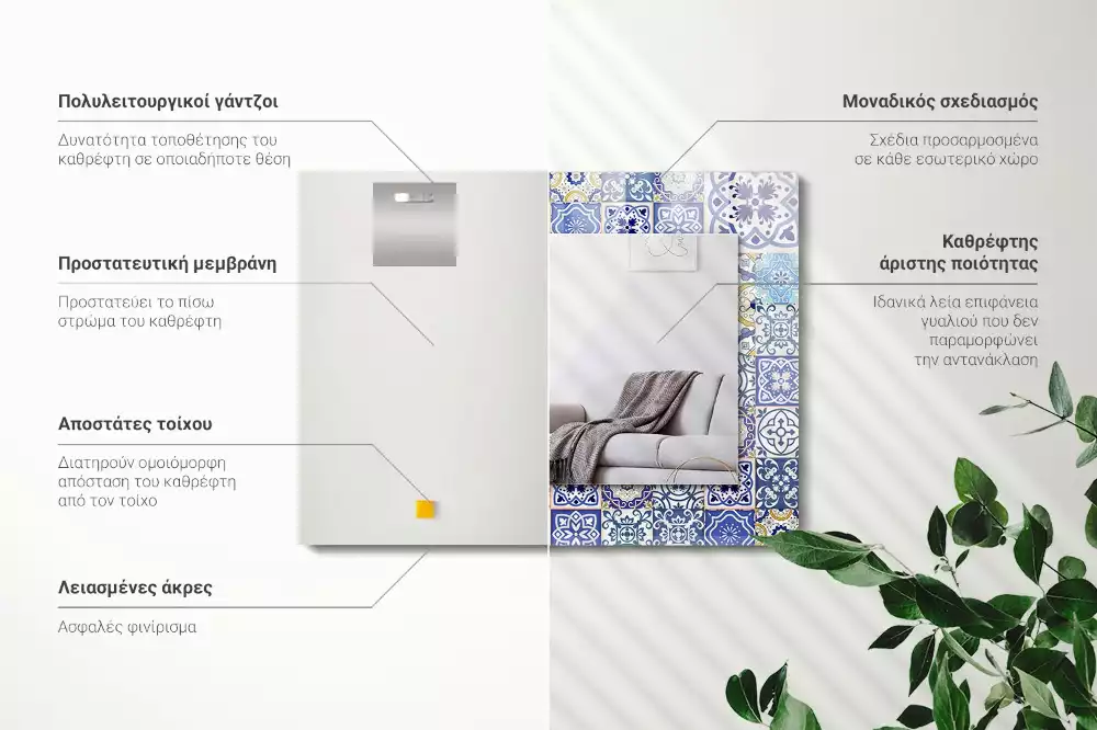 Espelho decorativo Azulejos de mosaico coloridos