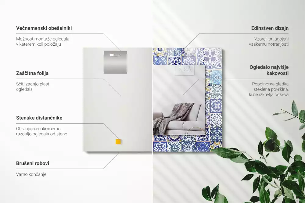 Espelho decorativo Azulejos de mosaico coloridos