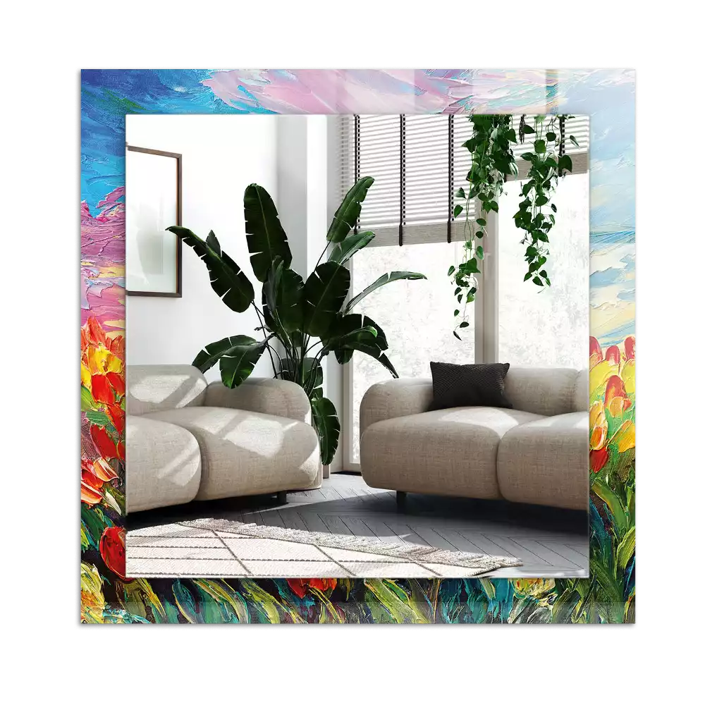 Espelho com moldura decorada Campo de tulipas