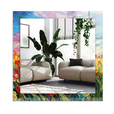 Espelho com moldura decorada Campo de tulipas