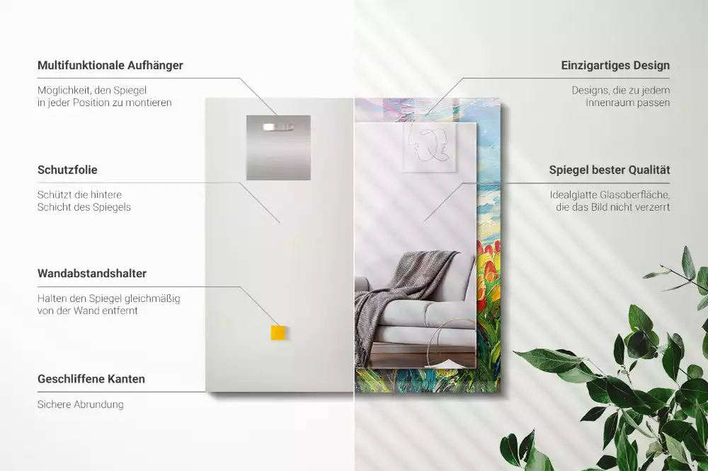 Espelho com moldura decorada Campo de tulipas