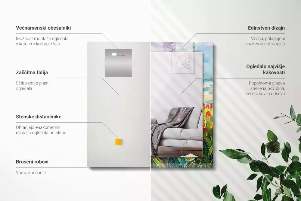 Espelho com moldura decorada Campo de tulipas