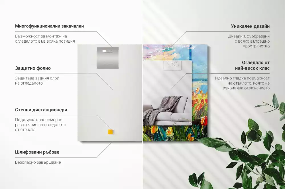 Espelho com moldura decorada Campo de tulipas