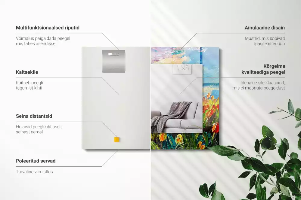 Espelho com moldura decorada Campo de tulipas