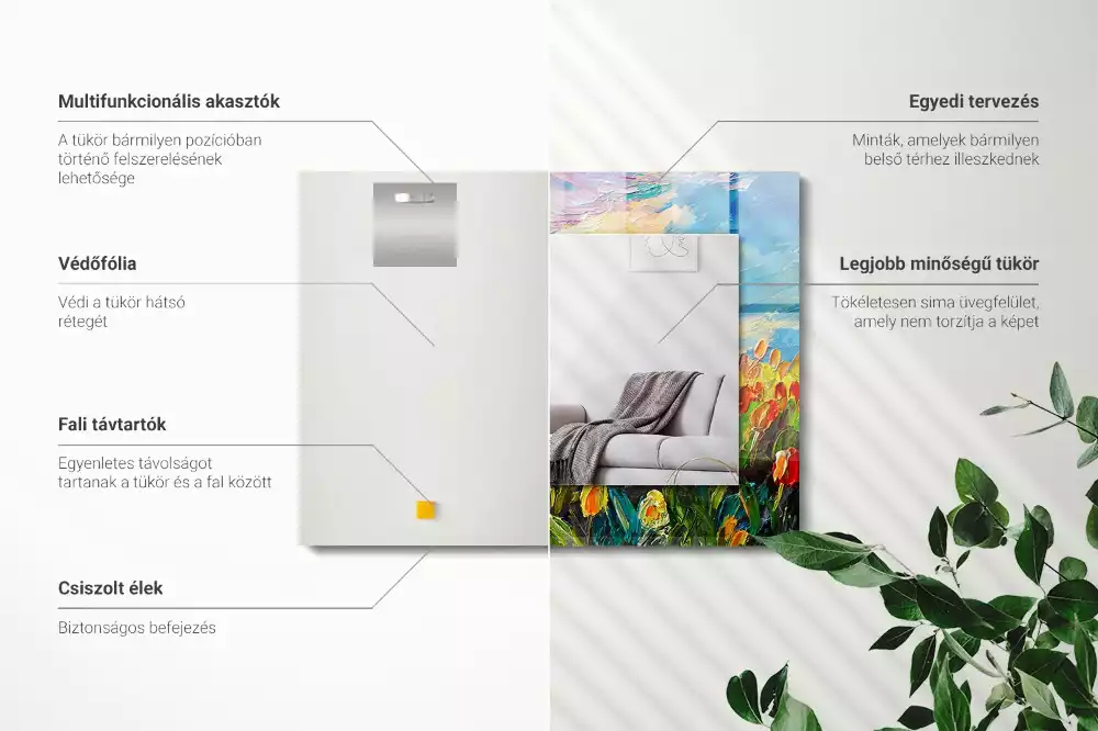 Espelho com moldura decorada Campo de tulipas