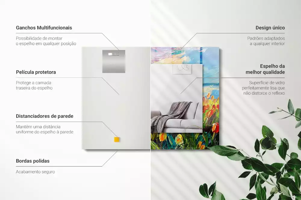 Espelho com moldura decorada Campo de tulipas