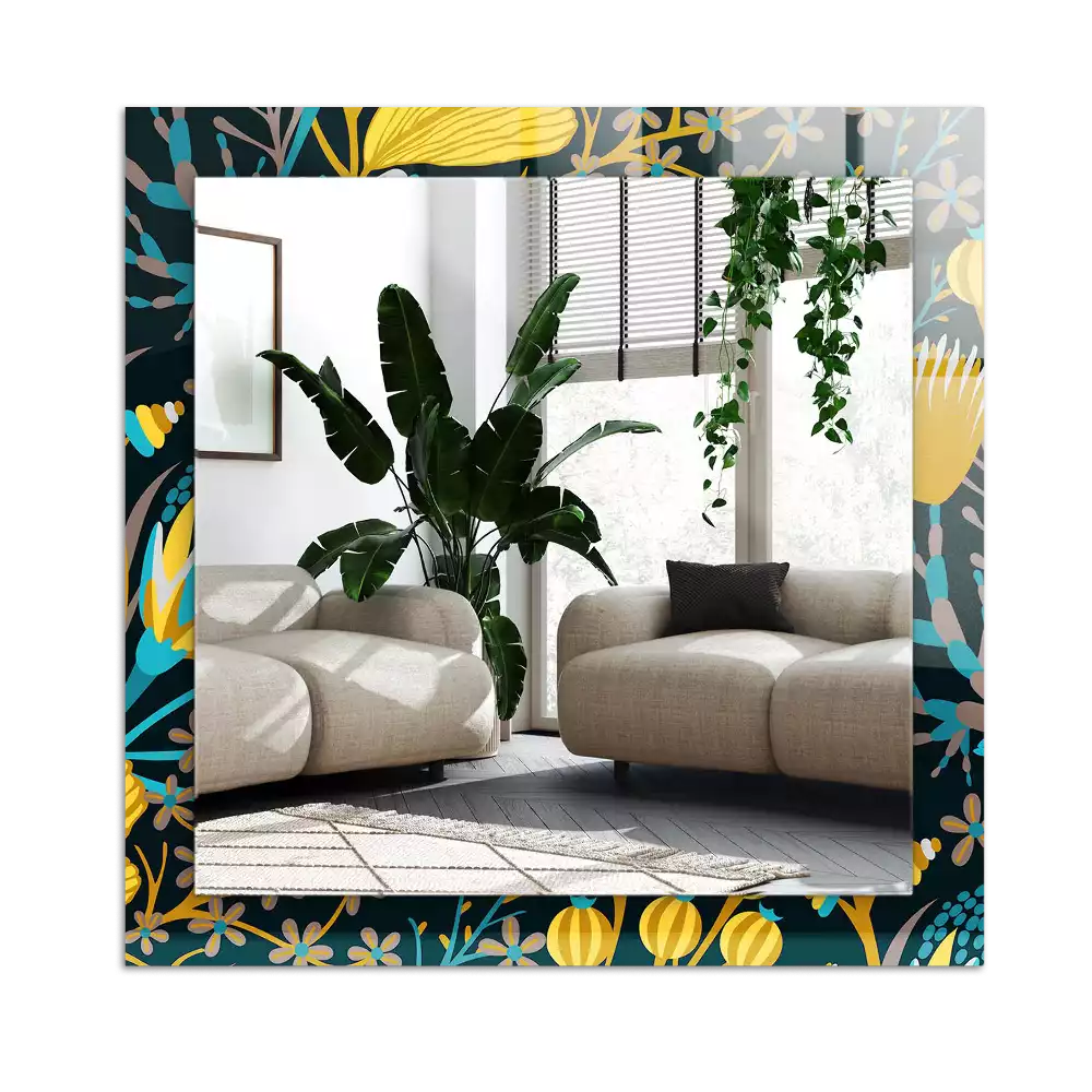 Espelho decorado Padrões de flores e folhas